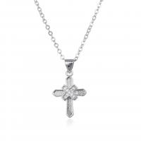 Cubic Zircon Micro Pave Brass Necklace Cross plated micro pave cubic zirconia & for woman Sold By PC