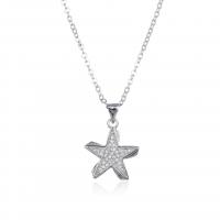 Cubic Zircon Micro Pave Brass Necklace Star plated micro pave cubic zirconia & for woman 15.50mm Sold By PC