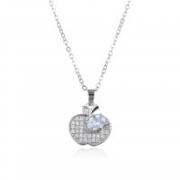 Cubic Zircon Micro Pave Brass Necklace Apple plated micro pave cubic zirconia & for woman Sold By PC