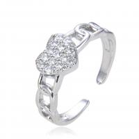 Cubic Zirconia Micro Pave Brass Ring plated Adjustable & micro pave cubic zirconia & for woman & hollow Sold By PC