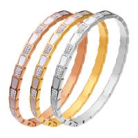 Acier titane bracelet ordinaire, avec coquille blanche, Placage, pour femme & avec strass, plus de couleurs à choisir, 58x5mm, Vendu par PC