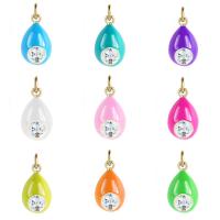 Cubic Zirconia Micro Pave Brass Pendant, Teardrop, plated, micro pave cubic zirconia & enamel, more colors for choice, 12x23mm, Sold By PC