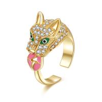 Brass Finger Ring Adjustable & micro pave cubic zirconia & for woman & enamel Sold By PC