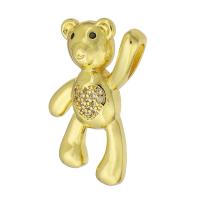 Cubic Zirconia Micro Pave Brass Pendant, Bear, gold color plated, fashion jewelry & DIY & micro pave cubic zirconia, golden, 17x25x5mm, Hole:Approx 2mm, 10PCs/Lot, Sold By Lot