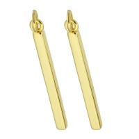 Brass Jewelry Pendants, Rectangle, gold color plated, fashion jewelry & DIY, golden, 3x28x2mm, Hole:Approx 3mm, 10PCs/Lot, Sold By Lot