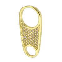 Brass Zipper Head, gold color plated, fashion jewelry & DIY & micro pave cubic zirconia, golden, 10x23x1.50mm, 10PCs/Lot, Sold By Lot
