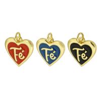 Μενταγιόν Brass Heart, Ορείχαλκος, Καρδιά, χρώμα επίχρυσο, κοσμήματα μόδας & DIY & σμάλτο, περισσότερα χρώματα για την επιλογή, 15x15x2mm, Τρύπα:Περίπου 3mm, 10PCs/Παρτίδα, Sold Με Παρτίδα