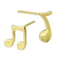 Brass Stud Earring, Music Note, gold color plated, fashion jewelry & DIY, golden, 8*8*13mm,5*9.5*13mm, 10Pairs/Lot, Sold By Lot