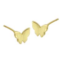 Goujon Laiton, papillon, Placage de couleur d'or, bijoux de mode & DIY, doré, 8x6x13mm, 10pairescouple/lot, Vendu par lot