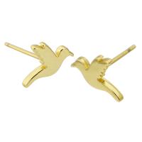 Brass Stud Earring, Bird, gold color plated, fashion jewelry & DIY, golden, 8x11x13mm, 10PCs/Lot, Sold By Lot