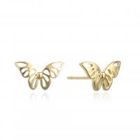 Messing Ohrstecker, Schmetterling, plattiert, für Frau, keine, 11x6mm, verkauft von Paar