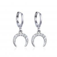 Huggie Hoop Drop Earring Brass plated micro pave cubic zirconia & for woman Sold By Pair