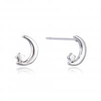 Brass Stud Earring Moon and Star plated for woman Sold By Pair