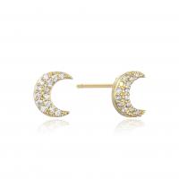 Cubic Zirconia Micro Pave Brass Earring, Moon, plated, micro pave cubic zirconia & for woman, more colors for choice, 7.50mm, Sold By Pair