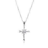 Cubic Zircon Micro Pave Brass Necklace Cross plated Unisex & micro pave cubic zirconia Sold By PC