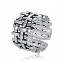 Messing Manchet Finger Ring, platinum plated, Verstelbare & uniseks & hol, zilver, Verkocht door PC