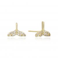 Cubic Zirconia Micro Pave Brass Earring Mermaid tail plated micro pave cubic zirconia & for woman Sold By Pair