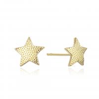 Brass Stud Earring Star plated for woman 7.70mm Sold By Pair