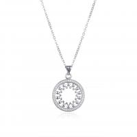 Cubic Zircon Micro Pave Brass Necklace Round plated micro pave cubic zirconia & for woman & hollow 20mm Sold By PC