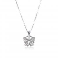 Cubic Zircon Micro Pave Brass Necklace Butterfly plated micro pave cubic zirconia & for woman Sold By PC