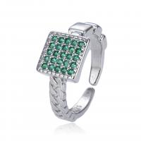 Cubic Zirconia Micro Pave Brass Ring, plated, Adjustable & Unisex & micro pave cubic zirconia, more colors for choice, Sold By PC