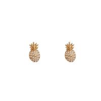 Tibetan Style Stud Earring, with Plastic Pearl, Pineapple, gold color plated, Korean style & for woman, 8x18mm, Sold By Pair