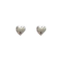 Pendientes de Perno de Aleación de Zinc, Corazón, chapado en color de plata, Estilo coreano & para mujer, 10mm, Vendido por Par