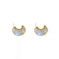 Boucle d'oreille résine, alliage de zinc, avec résine, Placage de couleur d'or, Style coréen & pour femme, 14x20mm, Vendu par paire