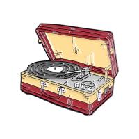 Enamel Brooch, Tibetan Style, Gramophone, Unisex, nickel, lead & cadmium free, 28x28mm, 10PCs/Lot, Sold By Lot