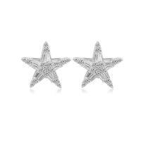 Rhinestone Earring Brass Star platinum plated for woman & with rhinestone nickel lead & cadmium free 14.50mm Sold By Pair