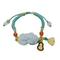 jade bracelet, avec cordon de polyester & alliage de zinc, pour femme & émail, couleurs mélangées, 25mm, Longueur:Environ 21 cm, Vendu par PC