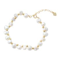 Freshwater Cultured Pearl Bracelet, Freshwater Pearl, with 925 Sterling Silver, sterling silver lobster clasp, for woman, mixed colors, Length:21 cm, Sold By PC