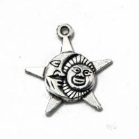 Tibetan Style Pendants, Sun, plated, silver color, 27x25x3.30mm, Sold By PC