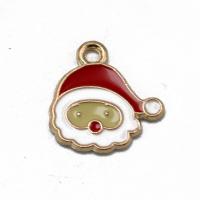 Tibetan Style Christmas Pendants, Santa Claus, plated, enamel, mixed colors, 18x18x1.30mm, Sold By PC