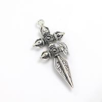 Tibetan Style Pendants, plated, silver color, 64x28x10mm, Sold By PC
