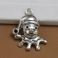 Tibetan Style Pendants, clown, plated, silver color, 22x18mm, Sold By PC