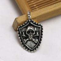 Tibetan Style Skull Pendants, plated, Halloween Jewelry Gift, silver color, 29x18mm, Sold By PC