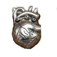 Подвеска- сердце из цинкового сплава, цинковый сплав, Другое покрытие, серебряный, 37x23mm, продается PC