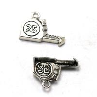 Tibetan Style Pendants, plated, silver color, 27x17x3.50mm, Sold By PC