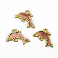 Tibetan Style Animal Pendants, Dolphin, plated, enamel, mixed colors, 18x16x1.30mm, Sold By PC