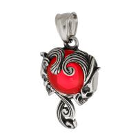 Stainless Steel Pendants 316 Stainless Steel with Dyed Jade fashion jewelry & DIY & blacken red Approx 5mm Sold By PC