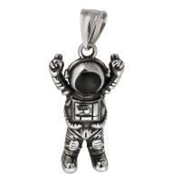 Stainless Steel Pendants, 316 Stainless Steel, Astronaut, fashion jewelry & DIY & enamel & blacken, original color, 19x36x11mm, Hole:Approx 5mm, Sold By PC