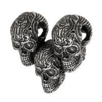 Stainless Steel Skull Pendants, 316 Stainless Steel, fashion jewelry & DIY & Halloween Jewelry Gift & double-hole & blacken, black, 32x29x20mm, Hole:Approx 6mm, Sold By PC