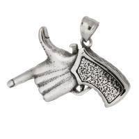 Stainless Steel Pendants, 316 Stainless Steel, Gun, fashion jewelry & DIY & blacken, black, 53x34x11mm, Hole:Approx 5mm, Sold By PC