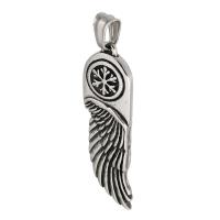 Stainless Steel Pendants, 316 Stainless Steel, Wing Shape, fashion jewelry & DIY & blacken, black, 16x53x4mm, Hole:Approx 5mm, Sold By PC