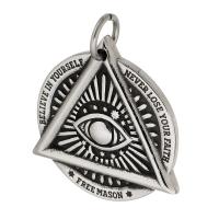 Stainless Steel Pendants, 316 Stainless Steel, Round, fashion jewelry & DIY & blacken, black, 36x38.50x3mm, Hole:Approx 7mm, Sold By PC