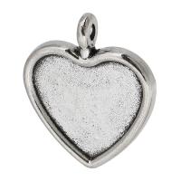 Tibetan Style Pendant Cabochon Setting, Heart, antique silver color plated, DIY, silver color, nickel, lead & cadmium free, 16x19x2mm, Hole:Approx 1.5mm, Sold By KG