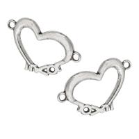 Heart Zinc Alloy Connector antique silver color plated DIY & 1/1 loop silver color nickel lead & cadmium free Approx 2mm Sold By KG