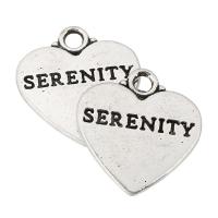 Tibetan Style Message Pendants, Heart, antique silver color plated, Unisex, silver color, nickel, lead & cadmium free, 15x16x1mm, Hole:Approx 2mm, Sold By KG