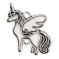 Tibetan Style Animal Pendants, Unicorn, antique silver color plated, Unisex, silver color, nickel, lead & cadmium free, 19x24x1mm, Hole:Approx 2mm, Sold By KG